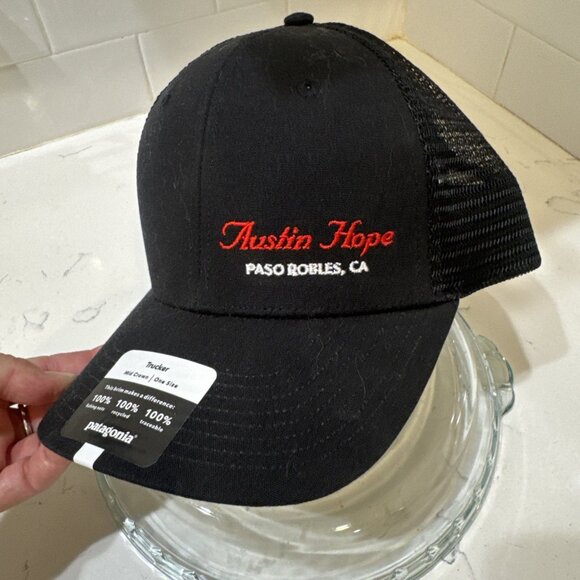 Patagonia Trucker Hat One Size Strap,back Black Mesh Black With Patch NEW - Picture 3 of 9